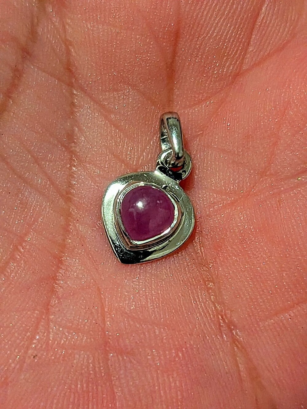 Sterling Silver Heart Pendant with Pink Tourmaline Gemstone - Picture 4 of 7